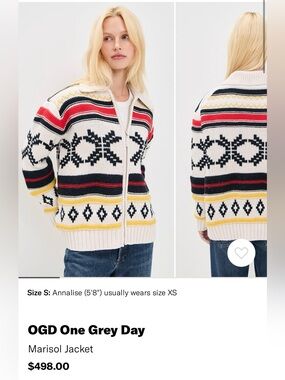 OGD One Grey Day Marisol Jacket - Ivory Multi- Sz S